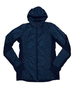 ICEBREAKER Navy Blue Helix Jacket Merinoloft Wool Insulated Full Zip Sz S FLAWS